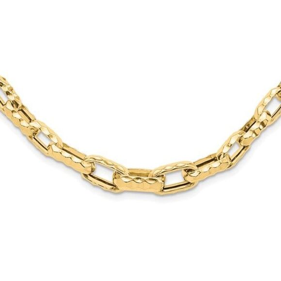Leslie's 14K Polished Hammered Graduated Open Link Necklace - Picture 8 of 14